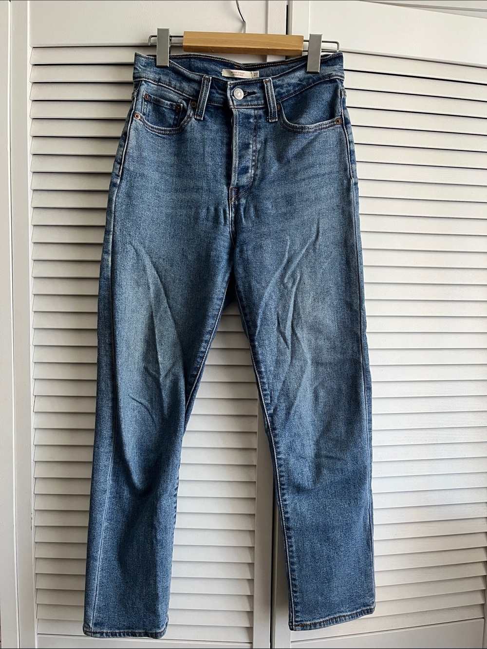 Levi’s Wedgie Straight Ankle Jeans Mid Blue Wash High Rise Size 27 / W27 L26